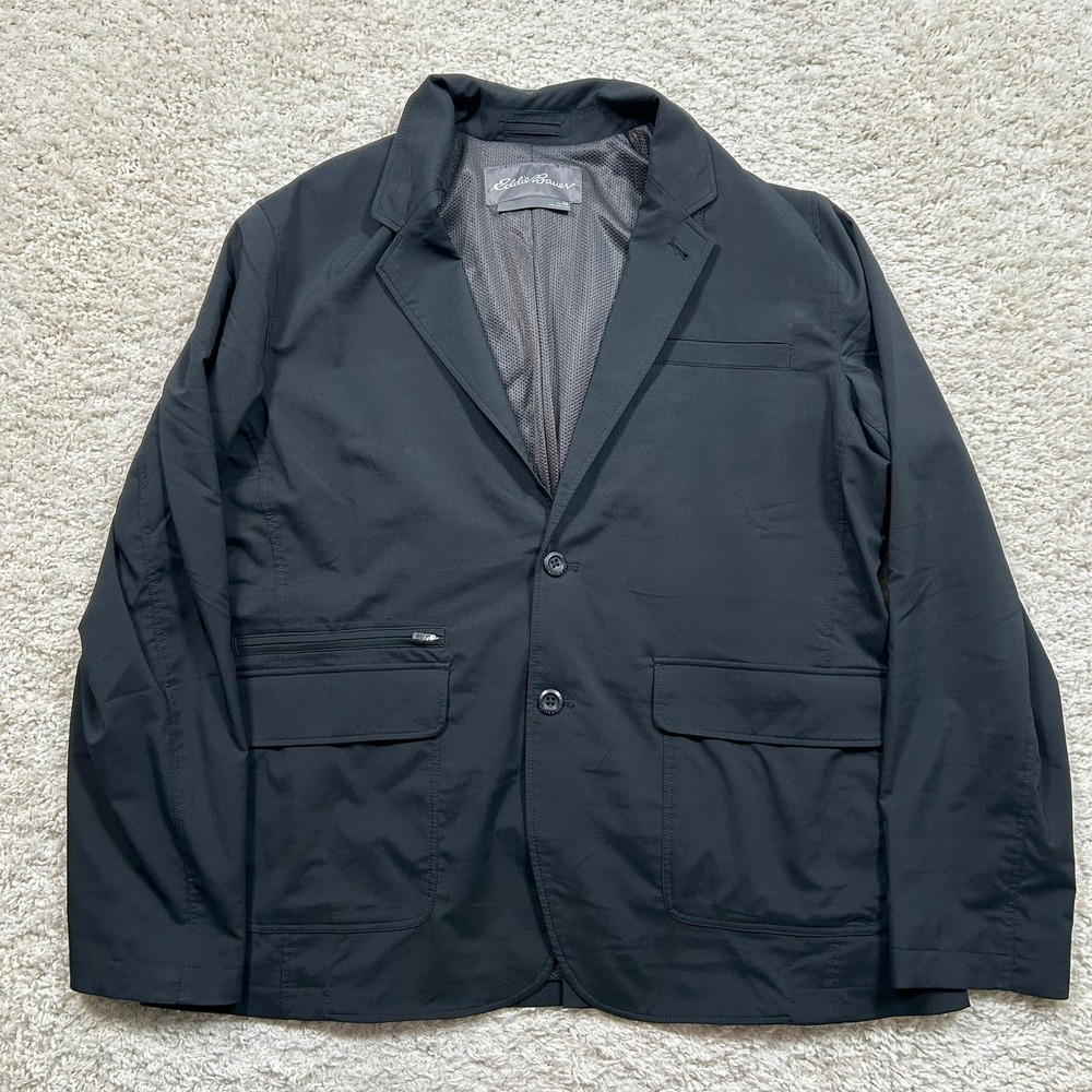 Eddie Bauer Travex Ultimate Voyager Blazer 46 Black Travel Jacket Stretch Lined
